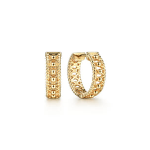 Bujukan 14K Yellow Gold 13mm Huggie Earrings