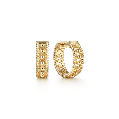 Bujukan 14K Yellow Gold 13mm Huggie Earrings