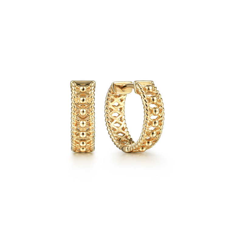 Bujukan 14K Yellow Gold 13mm Huggie Earrings - Shot 1