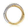 Bujukan Bold - 14K White  Yellow Gold Bujukan Diamond Criss Cross Ring - 0.3 ct