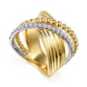 Bujukan Bold - 14K White  Yellow Gold Bujukan Diamond Criss Cross Ring - 0.3 ct