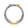 Bujukan Bold - 14K White  Yellow Gold Bujukan and Diamond Easy Stackable Ring - 0.6 ct