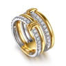 Bujukan Bold - 14K White  Yellow Gold Bujukan and Diamond Easy Stackable Ring - 0.6 ct