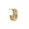 Bujukan Bold - 14K White  Yellow Gold Bujukan and Diamond J Hoop Stud Earrings - 1.05 ct
