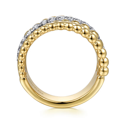 Bujukan Bold - 14K White and Yellow Gold Diamond Bujukan Multiple Row Wide Band Ring