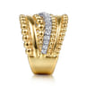Bujukan Bold - 14K White and Yellow Gold Diamond Bujukan Multiple Row Wide Band Ring - 0.45 ct