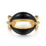 Bujukan Bold - 14K Yellow Gold Bujukan Black Onyx Link Chain Ring