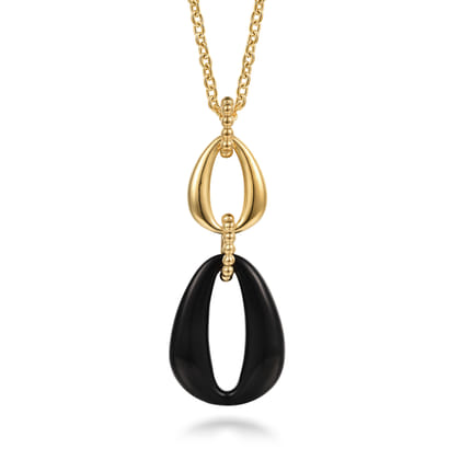 Bujukan Bold - 14K Yellow Gold Bujukan Black Onyx Pendant Necklace