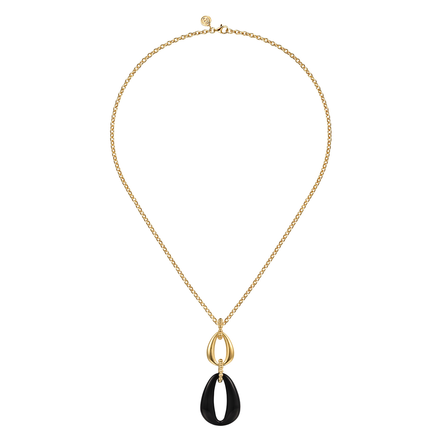 Bujukan Bold - 14K Yellow Gold Bujukan Black Onyx Pendant Necklace - Shot 2