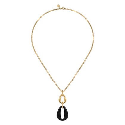 Bujukan Bold - 14K Yellow Gold Bujukan Black Onyx Pendant Necklace
