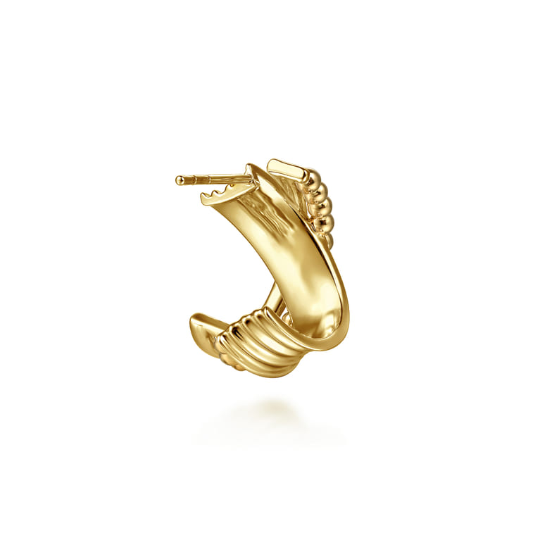 Bujukan Bold - 14K Yellow Gold Bujukan Criss Cross J Hoop Earrings - Shot 2