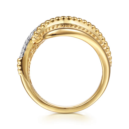 Bujukan Bold - 14K Yellow Gold Bujukan and Diamond Bypass Ring
