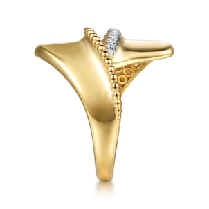 Bujukan Bold - 14K Yellow Gold Bujukan and Diamond Bypass Ring