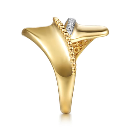 Bujukan Bold - 14K Yellow Gold Bujukan and Diamond Bypass Ring