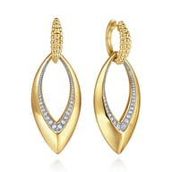 Bujukan Bold - 14K Yellow Gold Bujukan and Diamond Marquise Huggie Drop Earrings
