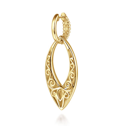 Bujukan Bold - 14K Yellow Gold Bujukan and Diamond Marquise Huggie Drop Earrings