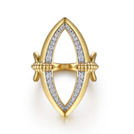 Bujukan Bold - 14K Yellow Gold Bujukan and Diamond Marquise Ladies Ring