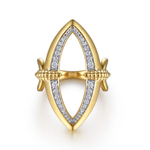 Bujukan Bold - 14K Yellow Gold Bujukan and Diamond Marquise Ladies Ring