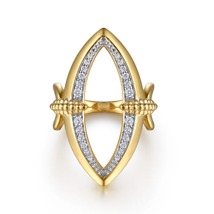 Bujukan Bold - 14K Yellow Gold Bujukan and Diamond Marquise Ladies Ring