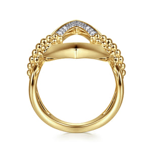 Bujukan Bold - 14K Yellow Gold Bujukan and Diamond Marquise Ladies Ring