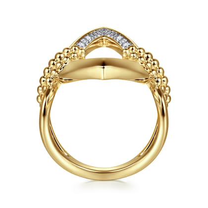 Bujukan Bold - 14K Yellow Gold Bujukan and Diamond Marquise Ladies Ring
