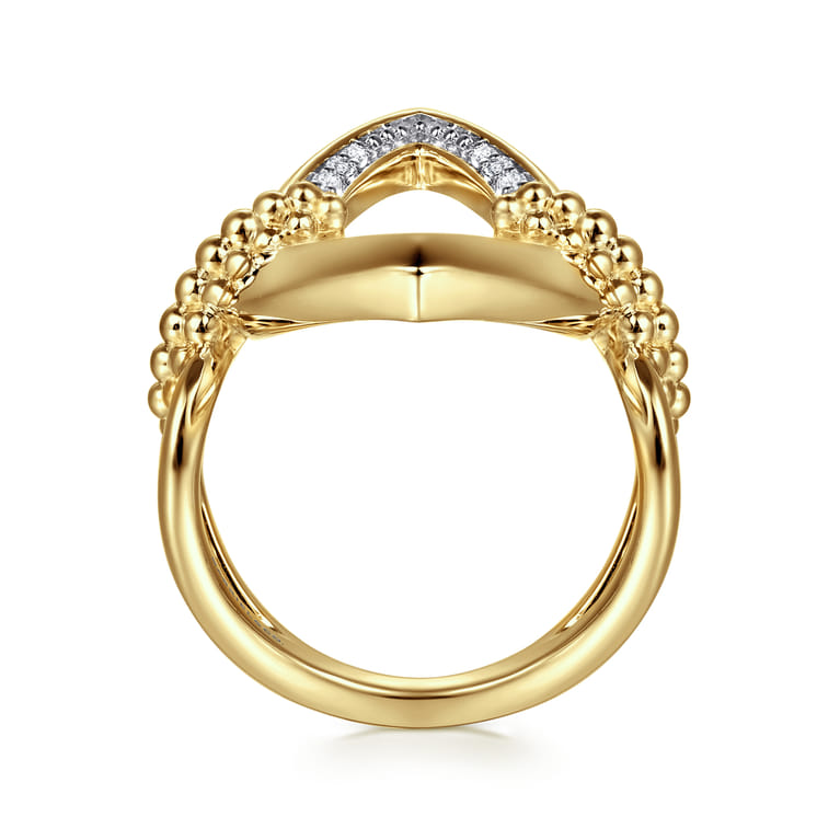 Bujukan Bold - 14K Yellow Gold Bujukan and Diamond Marquise Ladies Ring - 0.3 ct - Shot 2