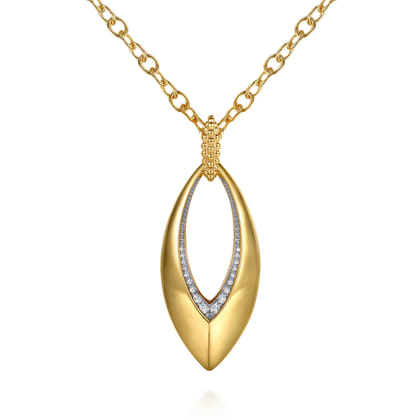 Bujukan Bold - 14K Yellow Gold Bujukan and Diamond Marquise Pendant Necklace