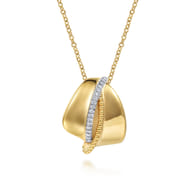 Bujukan Bold - 14K Yellow Gold Bujukan and Diamond Pendant Necklace