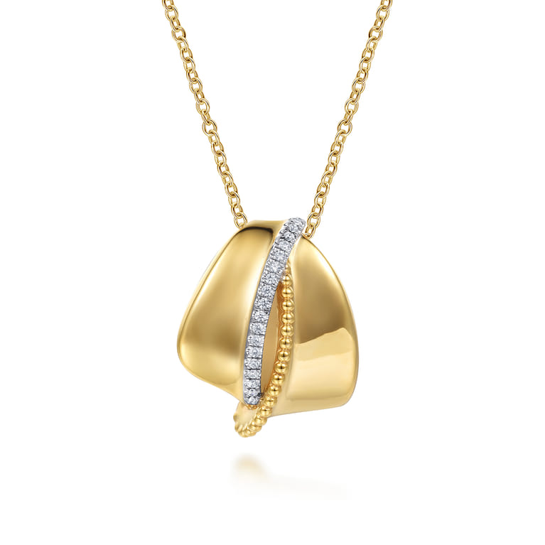 Bujukan Bold - 14K Yellow Gold Bujukan and Diamond Pendant Necklace - 0.1 ct - Shot 1