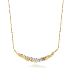Bujukan Bold - 14K Yellow Gold Bujukan and Diamond Twisted Bar Necklace