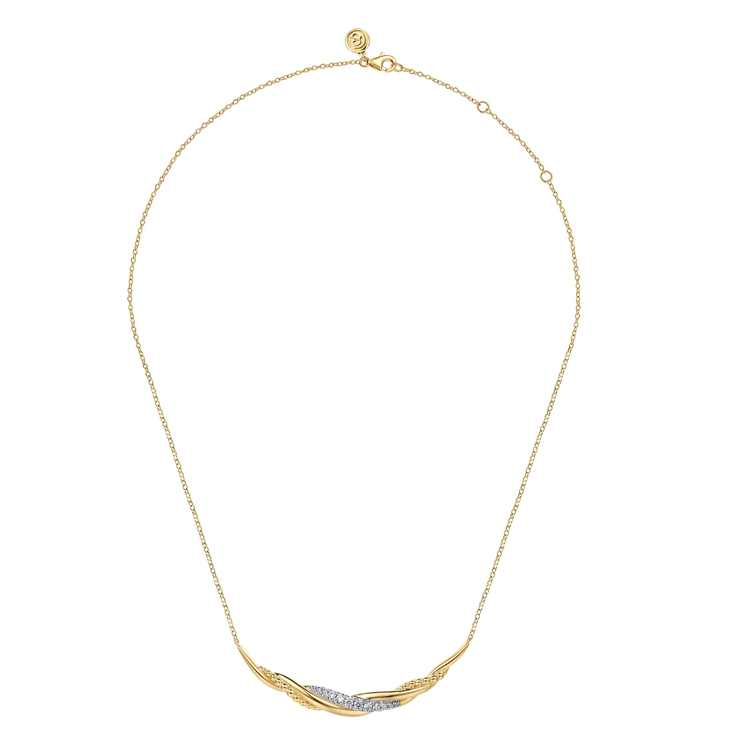 Bujukan Bold - 14K Yellow Gold Bujukan and Diamond Twisted Bar Necklace - 0.35 ct - Shot 2
