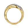 Bujukan Bold - 14K Yellow Gold Bujukan and Diamond Twisted Wide Band Ring - 0.35 ct