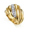 Bujukan Bold - 14K Yellow Gold Bujukan and Diamond Twisted Wide Band Ring - 0.35 ct