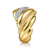 Bujukan Bold - 14K Yellow Gold Bujukan and Diamond Twisted Wide Band Ring - 0.35 ct