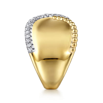 Bujukan Bold - 14K Yellow Gold Bujukan and Diamond Wide Band X Ring