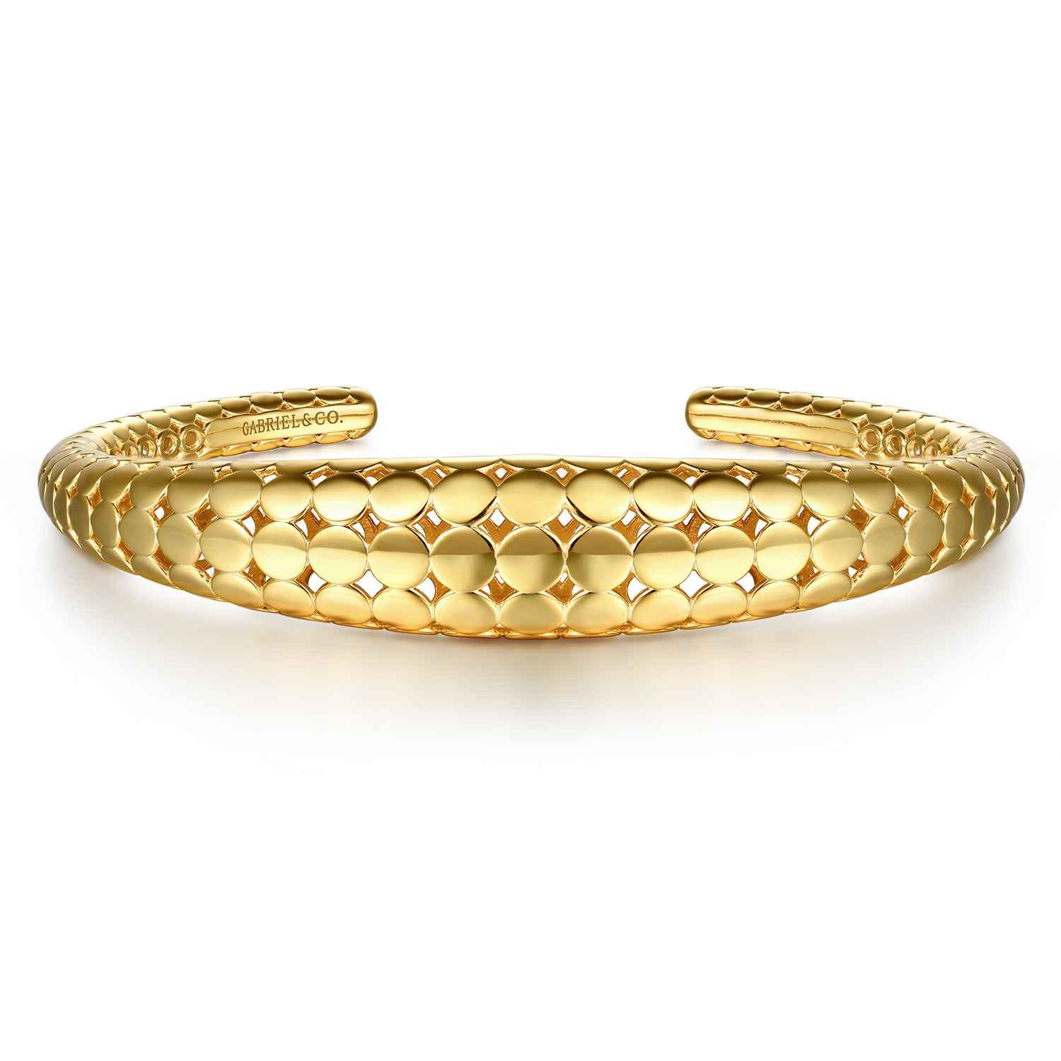Bujukan Bold - 14K Yellow Plain Gold Graduating Cuff Bracelet - Shot 1