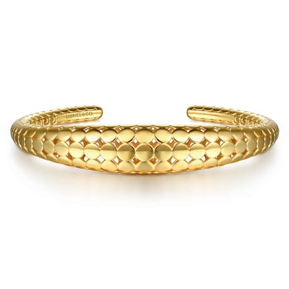 Bujukan Bold - 14K Yellow Plain Gold Graduating Cuff Bracelet