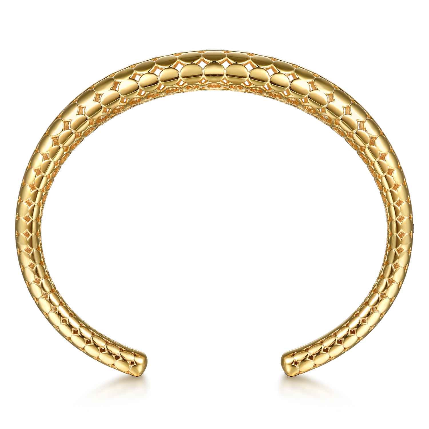 Bujukan Bold - 14K Yellow Plain Gold Graduating Cuff Bracelet - Shot 3