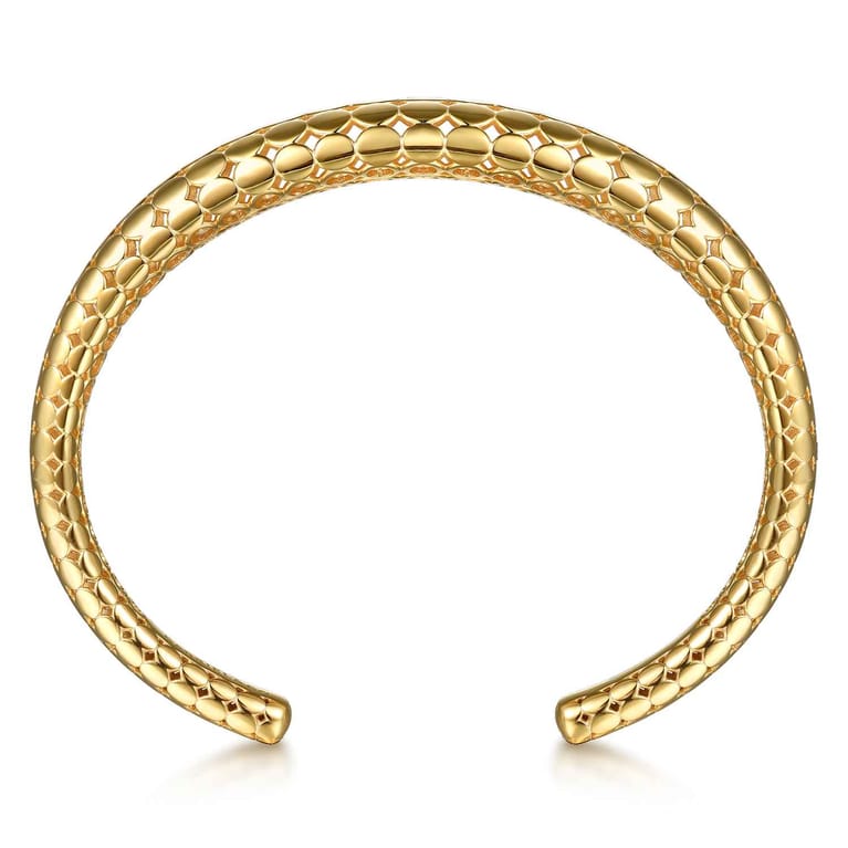 Bujukan Bold - 14K Yellow Plain Gold Graduating Cuff Bracelet - Shot 3