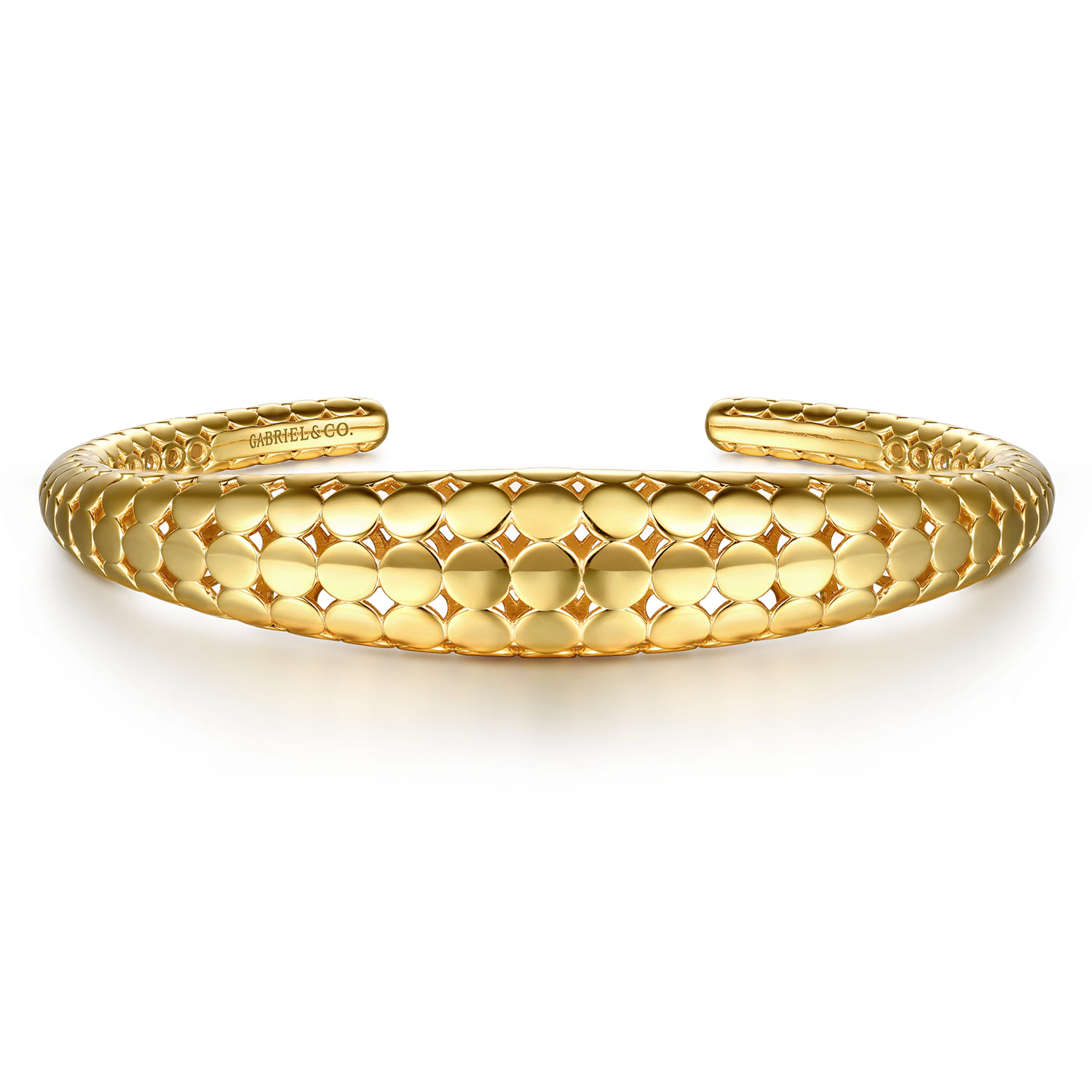 Bujukan Bold - 14K Yellow Plain Gold Graduating Cuff Bracelet - Shot 1