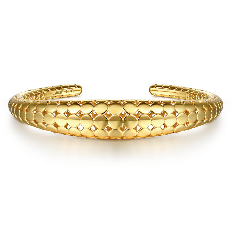 Bujukan Bold - 14K Yellow Plain Gold Graduating Cuff Bracelet - Shot 1