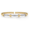 Bujukan Clover - 14K White  Yellow Gold Bujukan Clover and Diamond Marquise Split Bangle Bracelet - 0.75 ct