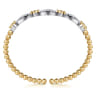 Bujukan Clover - 14K White  Yellow Gold Bujukan Clover and Diamond Marquise Split Bangle Bracelet - 0.75 ct