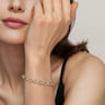 Bujukan Clover - 14K White  Yellow Gold Bujukan Diamond and Hollow Link Chain Bracelet - 0.5 ct