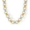 Bujukan Clover - 14K White  Yellow Gold Bujukan Diamond and Hollow Link Chain Necklace - 0.75 ct