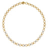 Bujukan Clover - 14K White  Yellow Gold Bujukan Diamond and Hollow Link Chain Necklace - 0.75 ct