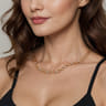 Bujukan Clover - 14K White  Yellow Gold Bujukan Diamond and Hollow Link Chain Necklace - 0.75 ct