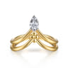 Bujukan Clover - 14K White  Yellow Gold Bujukan and Diamond Chevron Ring - 0.15 ct