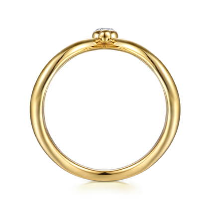 Bujukan Clover - 14K White  Yellow Gold Bujukan and Diamond Chevron Ring