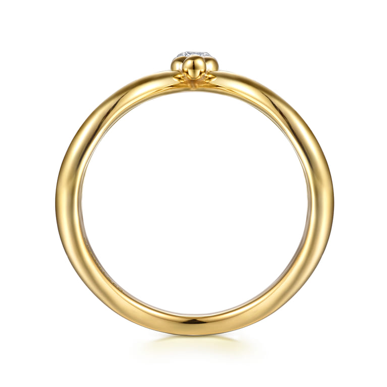 Bujukan Clover - 14K White  Yellow Gold Bujukan and Diamond Chevron Ring - 0.15 ct - Shot 2